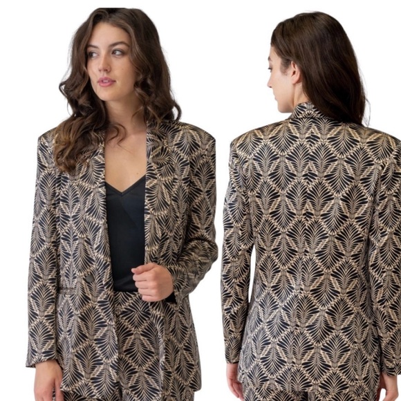 Adrienne Landau Basalt lined Blazer with Geometric Pattern